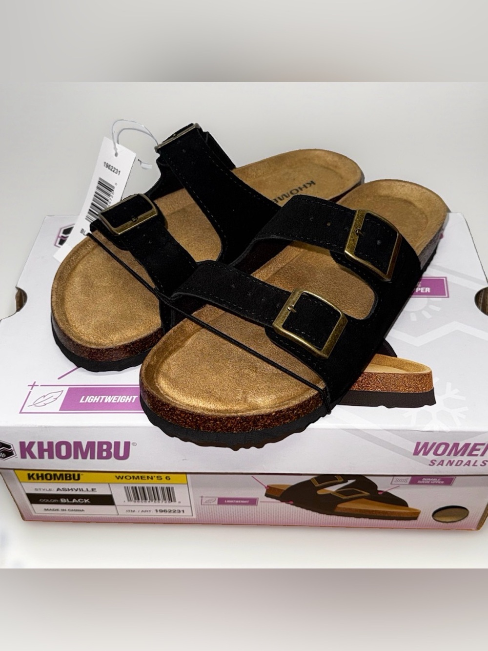 Khombu Ashville Slide Sandals Black Women's Size 6 Brown 1962231 NWT